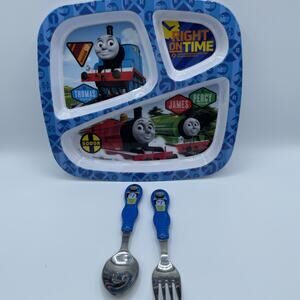 Zak! Thomas the Tank & Friends Train Divided Plate Fork & Spoon -Gullane 2012